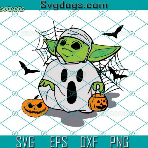 Baby Yoda Ghost Costume SVG, Trick Or Treat SVG, Spooky Vibes SVG