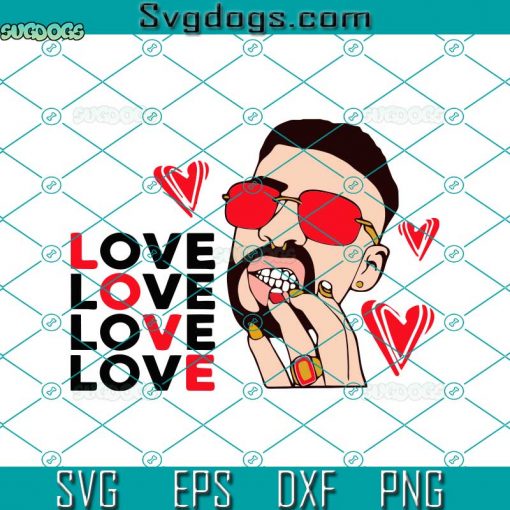 Love Love Bad Bunny Style SVG, Happy Valentine Bunny SVG, Gang Gang Bad Bunny Rapper SVG