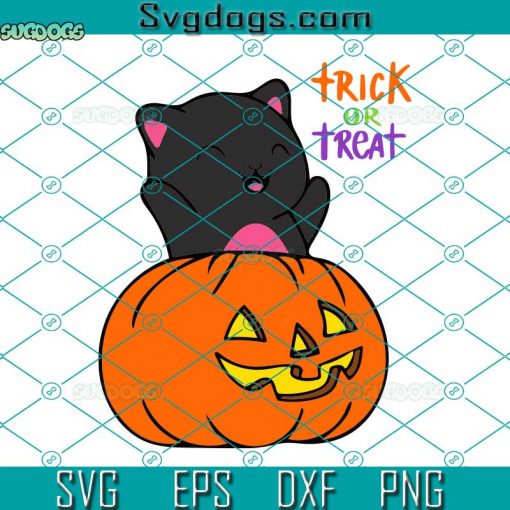 Black Cat Pumpkin Trick Or Treat SVG, Black Cat SVG, Trick Or Treat SVG