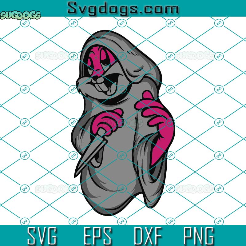 Creepy Rabbit SVG, Angry Bunny SVG, Bunny Hugs Ball SVG