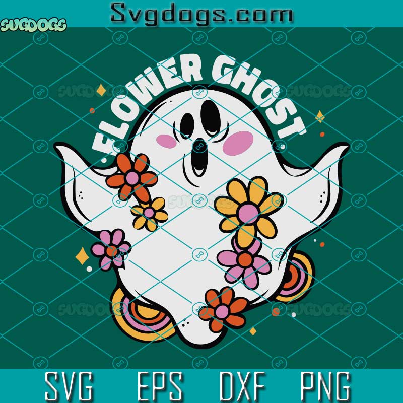 Flower Floral Ghost Halloween Girl Theme SVG, Ghost Halloween SVG, Flower Halloween SVG