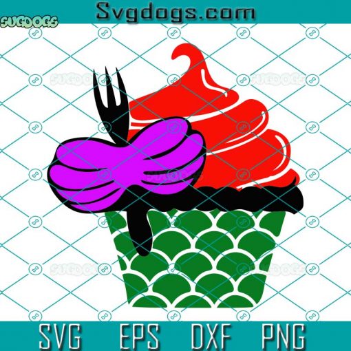 Mermaid Cupcake Glass SVG, Cartoon SVG, Mermaid Cupcake SVG