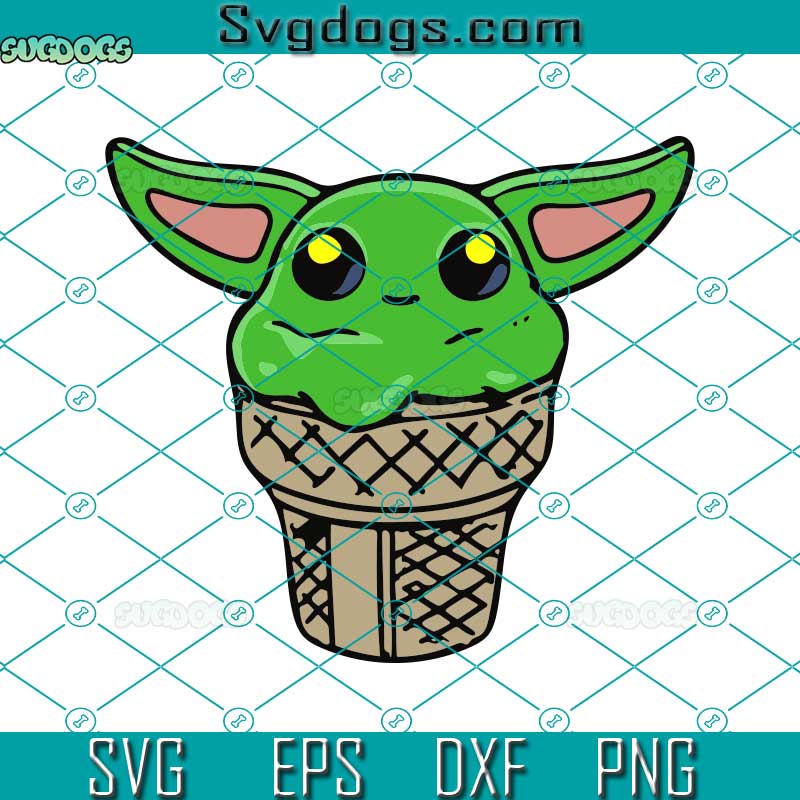 Cute Ice Cream Green Character SVG, Television Series SVG, Baby Yoda Cream SVG
