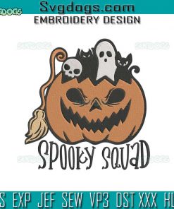 Spooky Squad Embroidery Design File, Pumpkin Boo Embroidery Design File