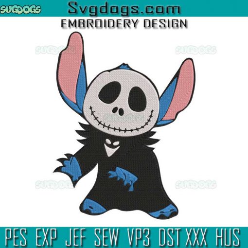 Stitch Jack Skellington Embroidery Design File, Stitch Halloween Embroidery Design File