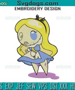 Zombie Alice Embroidery Design File, Chibi Zombie Alice Embroidery Design File