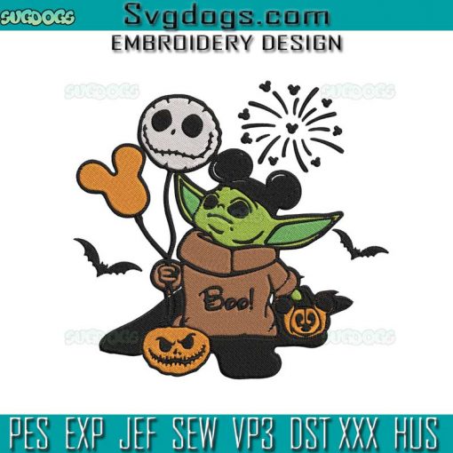 Baby Yoda Halloween Embroidery Design File,  Baby Yoda Pumpkin Embroidery Design File
