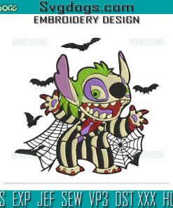Stitch Beetlejuice Embroidery Design File, Horror Character Embroidery Design File