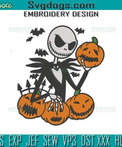 Jack With Pumpkins Embroidery Design File, Jack Halloween Embroidery Design File