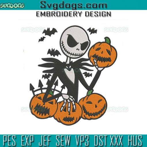 Jack With Pumpkins Embroidery Design File, Jack Halloween Embroidery Design File