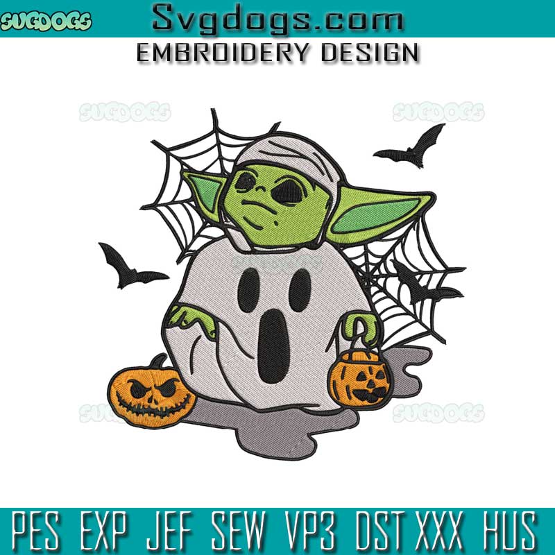 Yoda Halloween Embroidery Design File, Baby Yoda Pumpkin Embroidery Design File