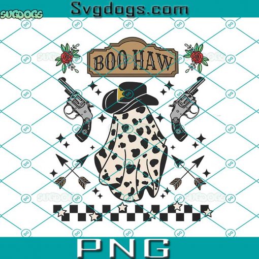 Boo Haw PNG, Western Ghost PNG, Cowboy Ghost PNG, Retro Western Halloween PNG