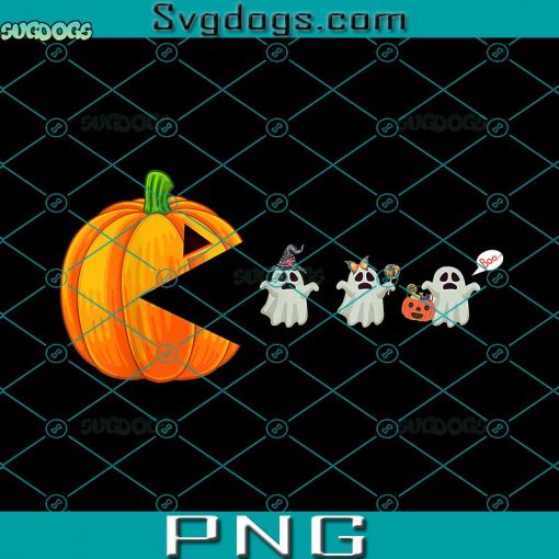 Funny Halloween Pumpkin Eating Ghost PNG, Gamer Men Women Kids PNG, Funny Halloween Pumpkin PNG