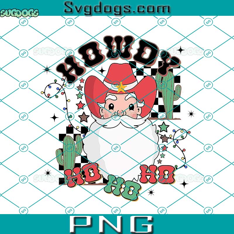 Howdy Santa PNG, Retro Christmas PNG, Cowboy Santa Claus PNG, Ho Ho Ho PNG