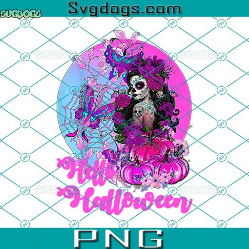 Pink Goth Halloween Sugar Skull Day Of Death PNG, Halloween Season PNG, Halloween Costume PNG