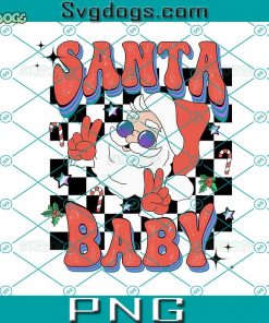 Santa Baby PNG, Christmas PNG, Retro Santa Claus PNG, Groovy Christmas PNG