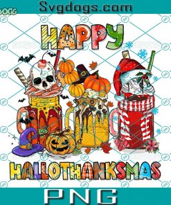 Happy Hallothanksmas Coffee PNG, Thanksgiving PNG, Christmas PNG, Pumpkin Coffee PNG, Snowmen PNG
