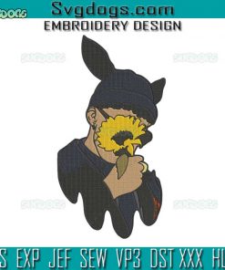 Bad Bunny Sunflower Embroidery Design File, Bad Bunny Flower Embroidery Design File