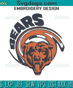 Bears Football Embroidery Design File, Chicago Bears Logo Embroidery Design File