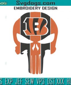 Bengals Skull Embroidery Design File, Skull Cincinnati Bengals Embroidery Design File