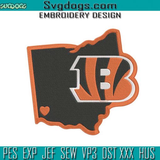 Bengals Love Embroidery Design File, Cincinnati Bengals Embroidery Design File