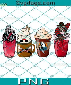 Horror Fall Halloween Coffee PNG, Scary Movie Halloween Horror Killers Iced Coffee PNG, Horror Halloween Coffee PNG