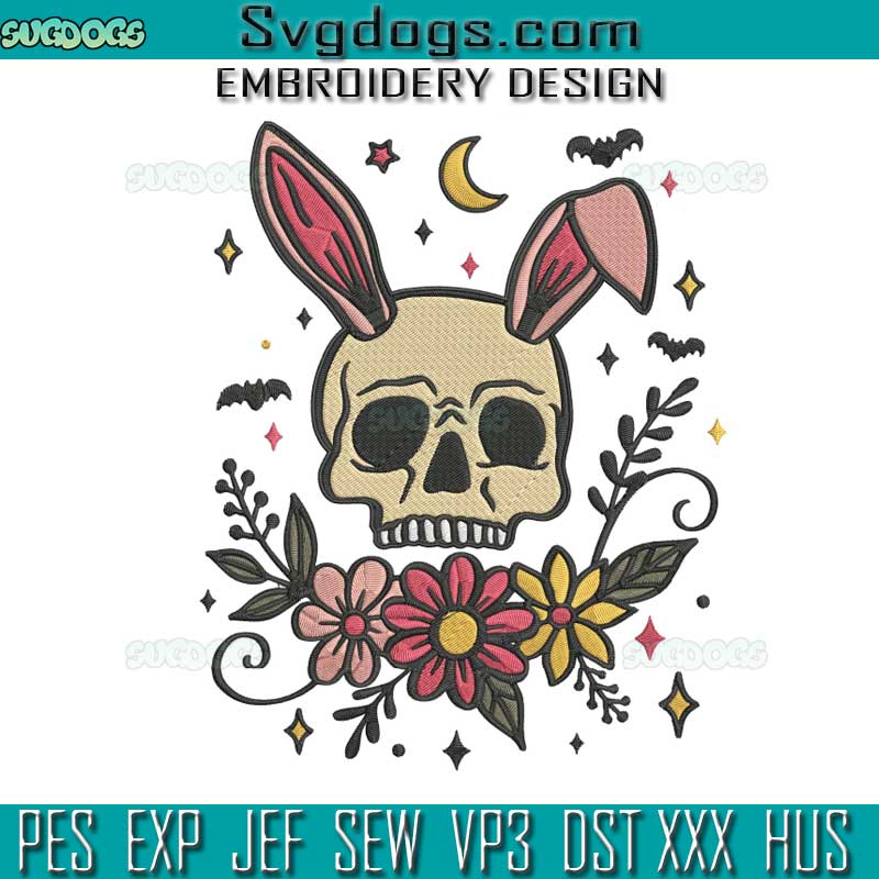 Cute Skull Bunny Embroidery Design File, Just Mine Are A Little Darker Embroidery Design File