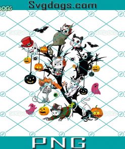 Horror Movies Cat Character Pumpkin Tree PNG, Funny Halloween PNG