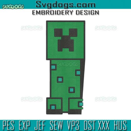 Minecraft Embroidery Design File, Minecraft Creeper And Logo Embroidery Design File