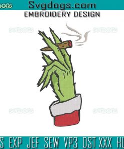 Grinch Smoking Blunt Embroidery Design File, Christmas Weed Embroidery Design File