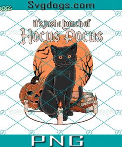 Halloween It’s Just A Bunch Of Hocus Pocus PNG, Vintage Black Cat and Pumpkin Halloween PNG, Happy Halloween Black Cat PNG