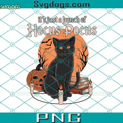 Halloween It’s Just A Bunch Of Hocus Pocus PNG, Vintage Black Cat and Pumpkin Halloween PNG, Happy Halloween Black Cat PNG