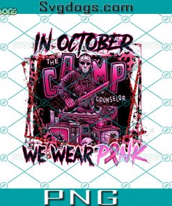 In October We Wear Pink The Camp Counselor PNG, Pink Horror PNG, Jason PNG
