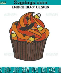 Halloween Cupcakes Embroidery Design File, Bats Cupcake Embroidery Design File