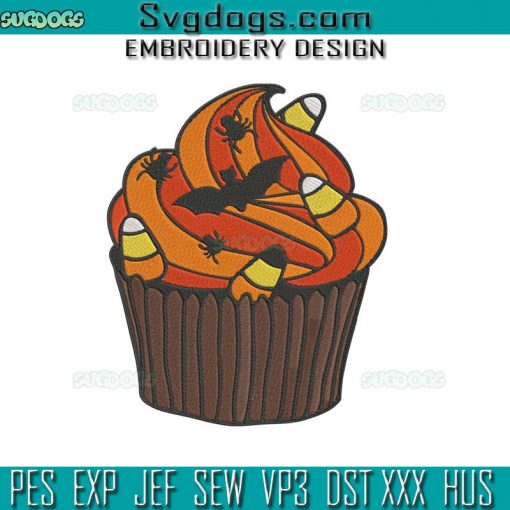 Halloween Cupcakes Embroidery Design File, Bats Cupcake Embroidery Design File