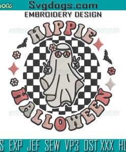 Hippie Halloween Embroidery Design File, Retro Halloween Embroidery Design File