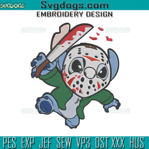 Stitch Jason Voorhees Embroidery Design File, Halloween Stitch Embroidery Design File