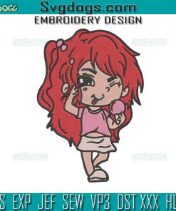 Baby Karol G Bichota Red Hair Embroidery Design File, La Bichota Embroidery Design File
