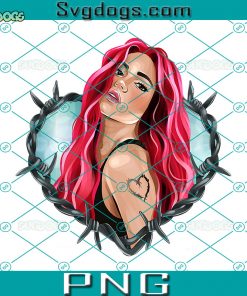Karol G Red Hair In The Wire Heart PNG, Bichota Word PNG