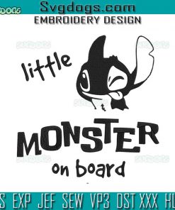 Little Monster On Board Stitch Embroidery Design File, Stitch Embroidery Design File