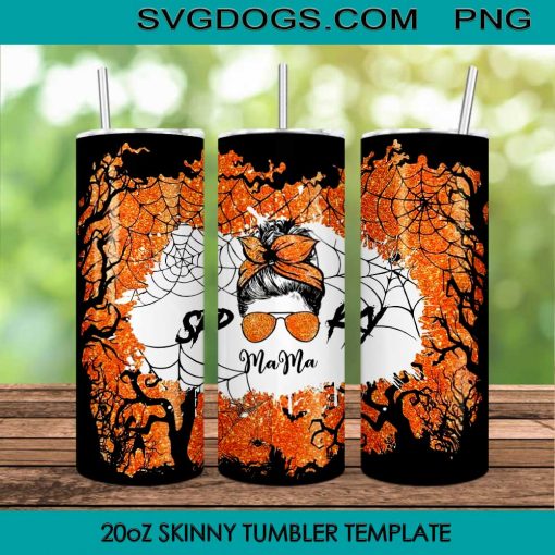 Spooky Mama Halloween Tumbler 20oz Skinny Tumbler Template PNG, Skinny Tumbler Halloween PNG Files Design