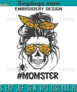 Momster Halloween Embroidery Design File, Halloween Skull Mom Embroidery Design File