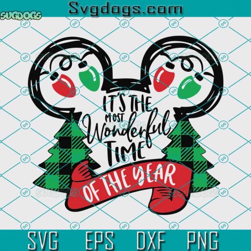 It Is The Most Wonderful Tme Of The Year SVG, Minnie Mouse Head Christmas SVG, Disney Christmas SVG DXF EPS PNG