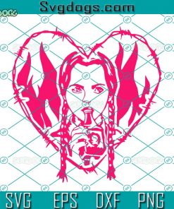 Wednesday Addams In Heart SVG, Wednesday Sister SVG, Halloween Movies SVG