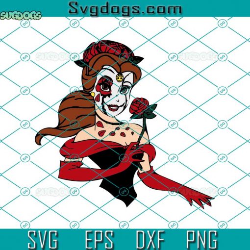 Belle Sugar Skull SVG, Halloween SVG, Princess Day Of The Dead SVG DXF EPS PNG