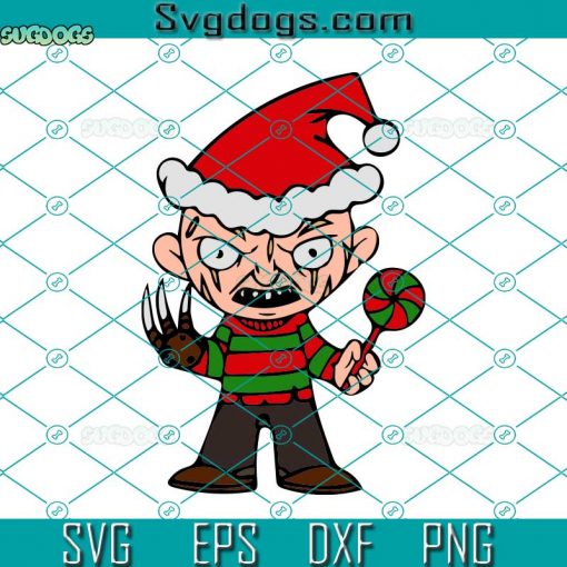 Christmas Chibi Freddy Krueger SVG, Krueger Santa Hat SVG, Merry Christmas 2022 SVG DXF EPS PNG