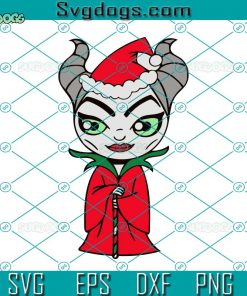 Maleficent Chibi Christmas Hat SVG, Christmas SVG, Baby Villains Xmas SVG DXF EPS PNG