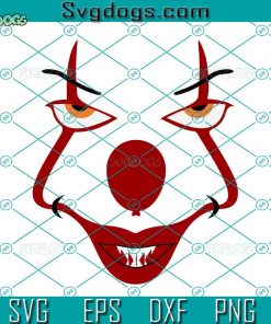 Pennywise Face SVG, IT Clown SVG, Halloween SVG DXF EPS PNG