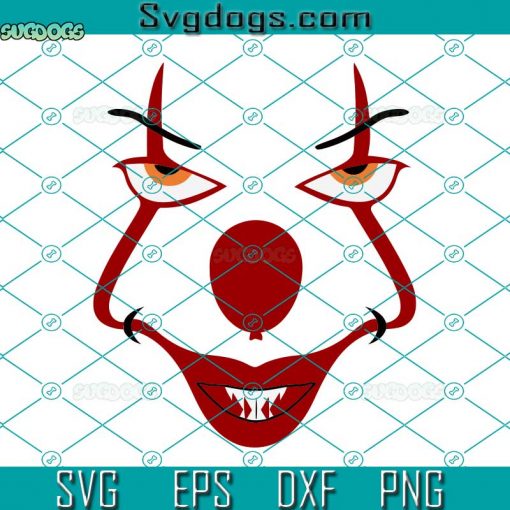 Pennywise Face SVG, IT Clown SVG, Halloween SVG DXF EPS PNG