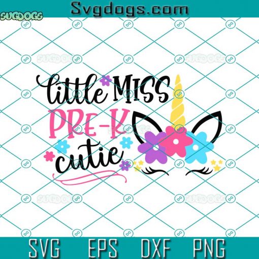 Little Miss Kindergarten Cutie Unicorn SVG, Kindergarten SVG, Unicorn School SVG